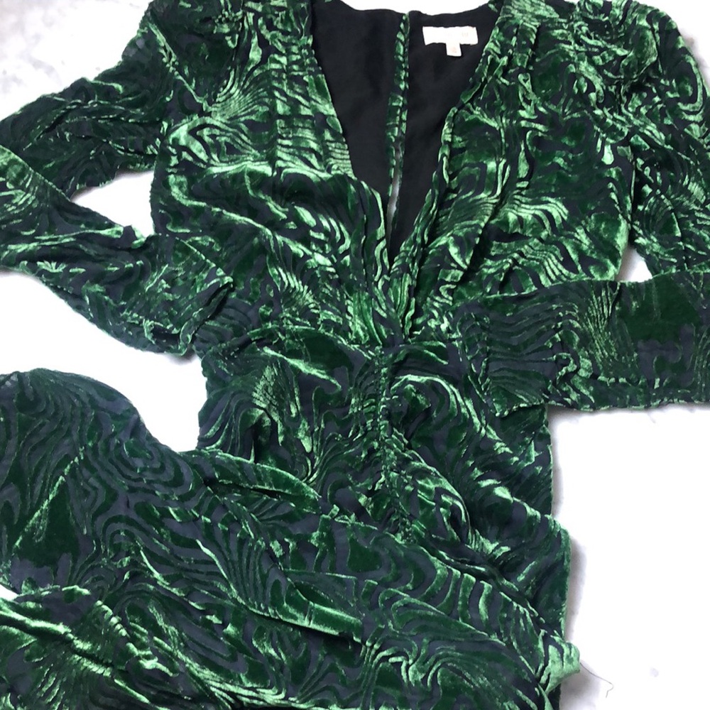 RONNY KOBO Elegant Green Velvet Dress Size XS - Picture 7 of 13